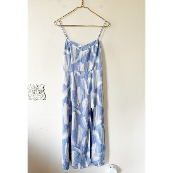 Abercrombie & Fitch Blue and White Camille High Slit Midi Slip Dress S - Picture 3 of 9